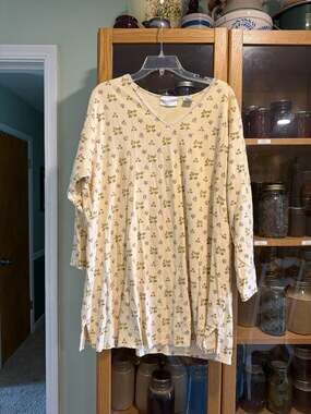 Cabernet Sleepwear Women's Size 1X Floral Berry Print Long Sleeve Cotton Nightgo